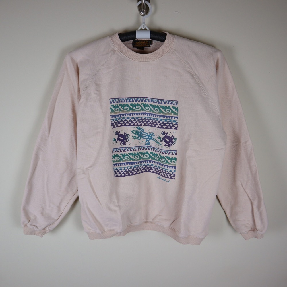 vtg Eddie Bauer Frog Lizard Nature Crewneck Sweatshirt‎ Adult XL 25.5x27